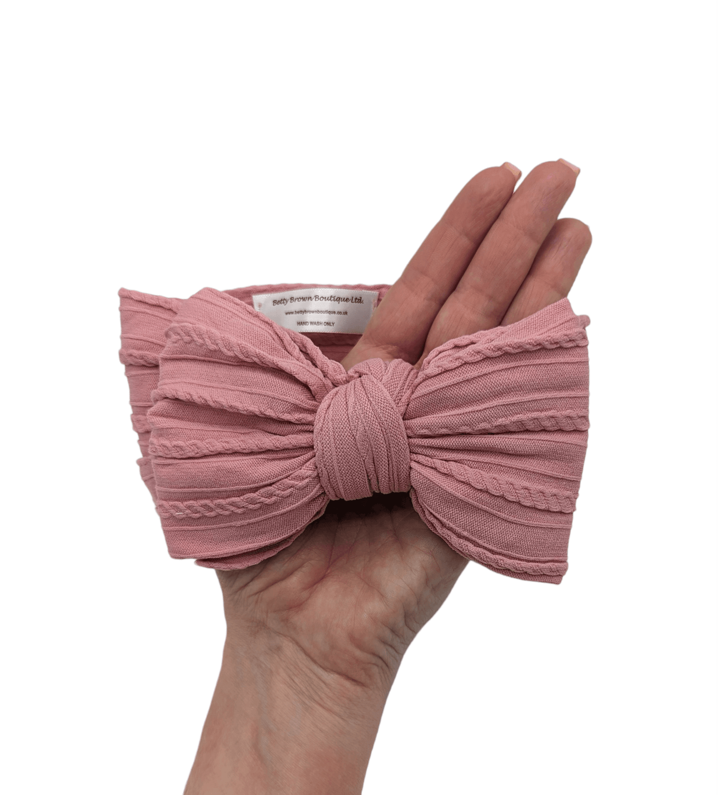 Light Berry Larger Bow Cable Knit Headwrap - Betty Brown Boutique Ltd