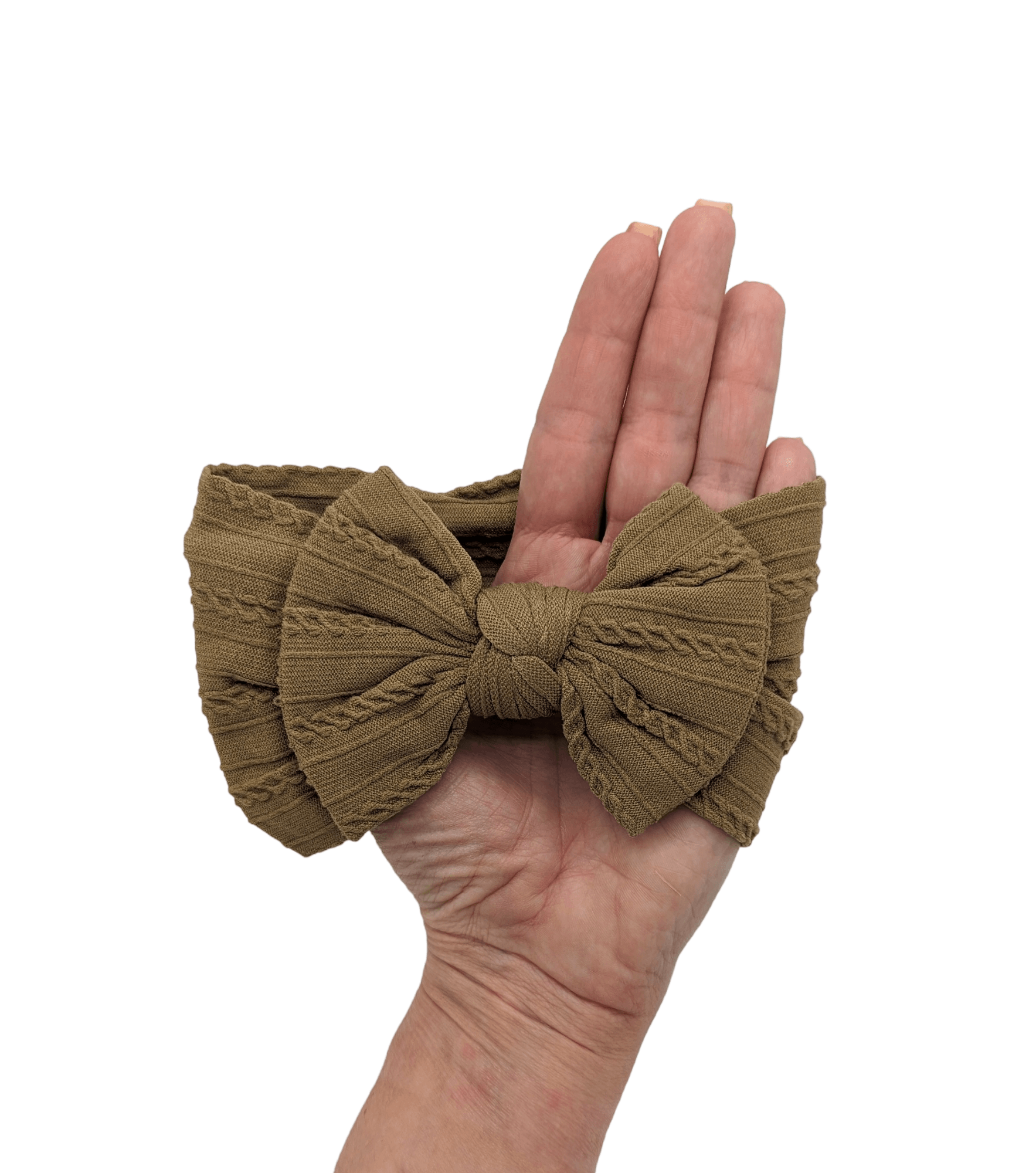Brown Smaller Bow Cable Knit Headwrap - Betty Brown Boutique Ltd