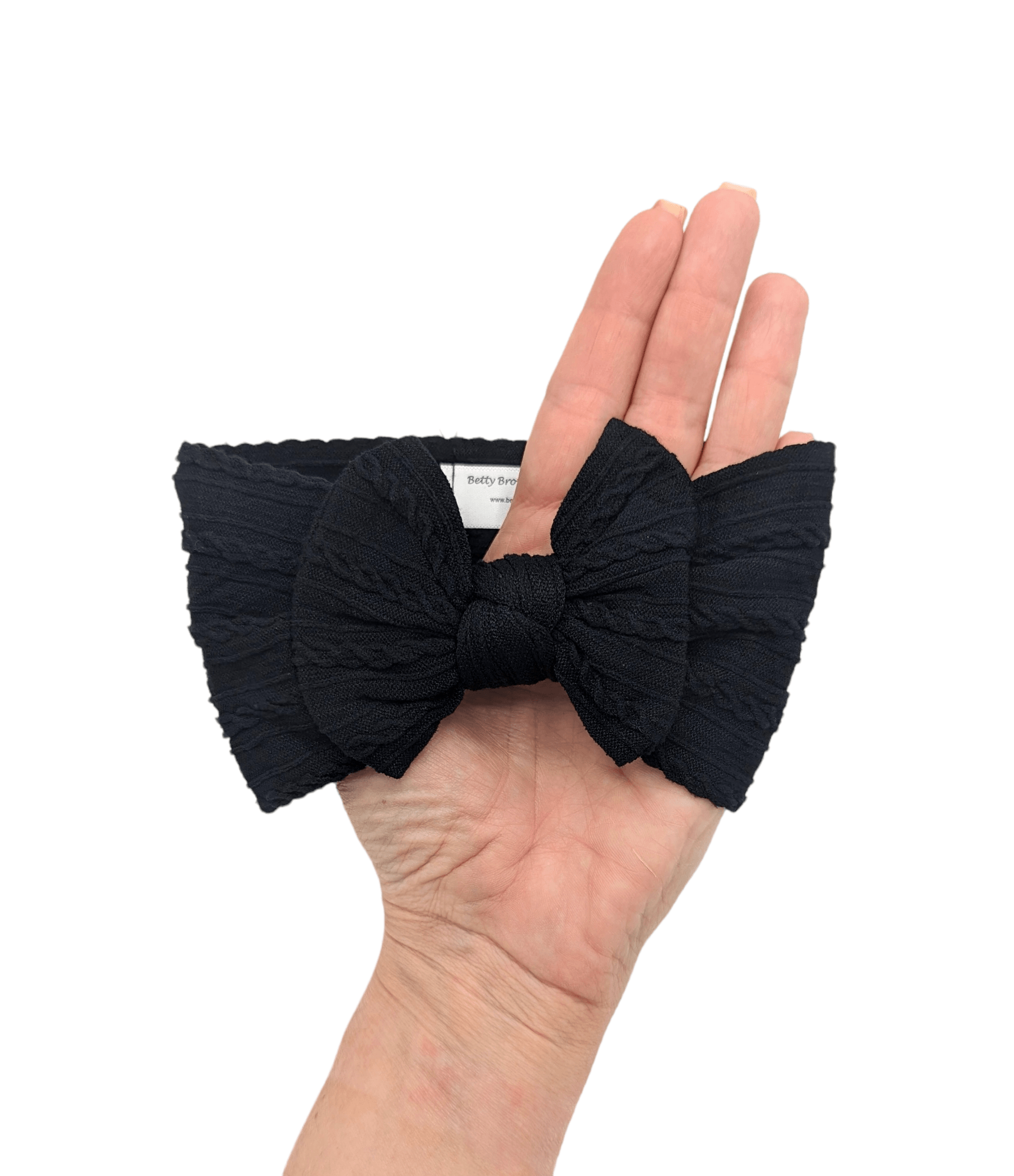 Black Smaller Bow Cable Knit headwrap - Betty Brown Boutique Ltd