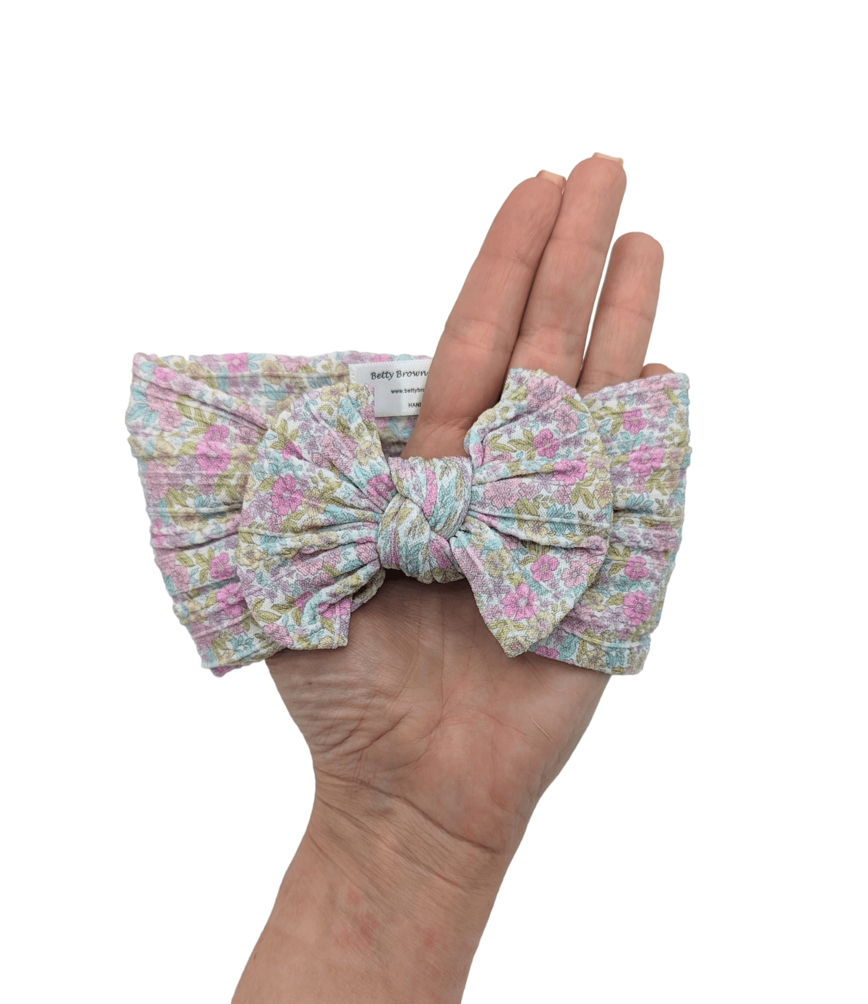 Bright Retro Floral Smaller Bow Cable Knit Headwrap - Betty Brown Boutique Ltd