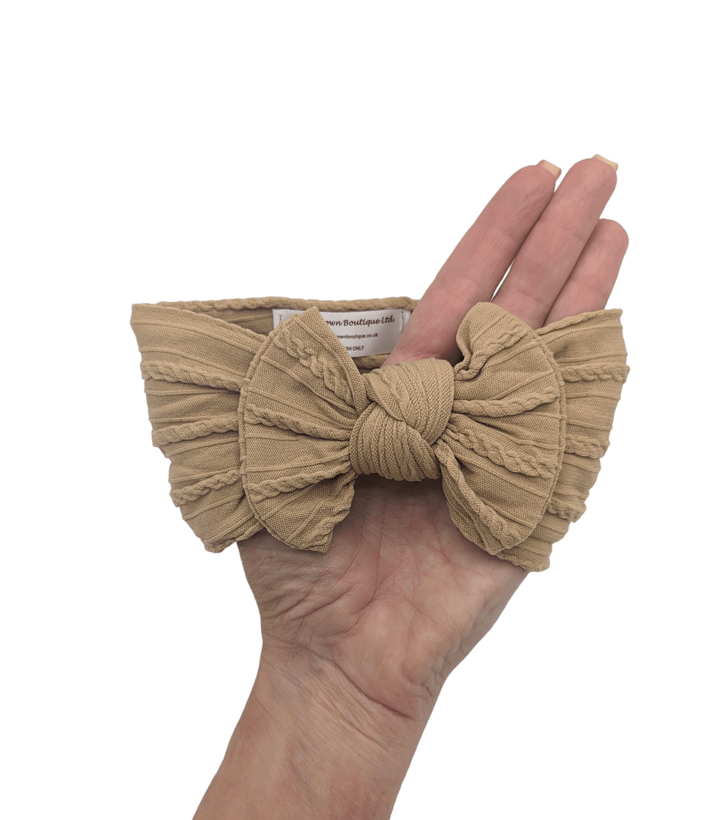 Coffee Smaller Bow Cable Knit Headwrap - Betty Brown Boutique Ltd