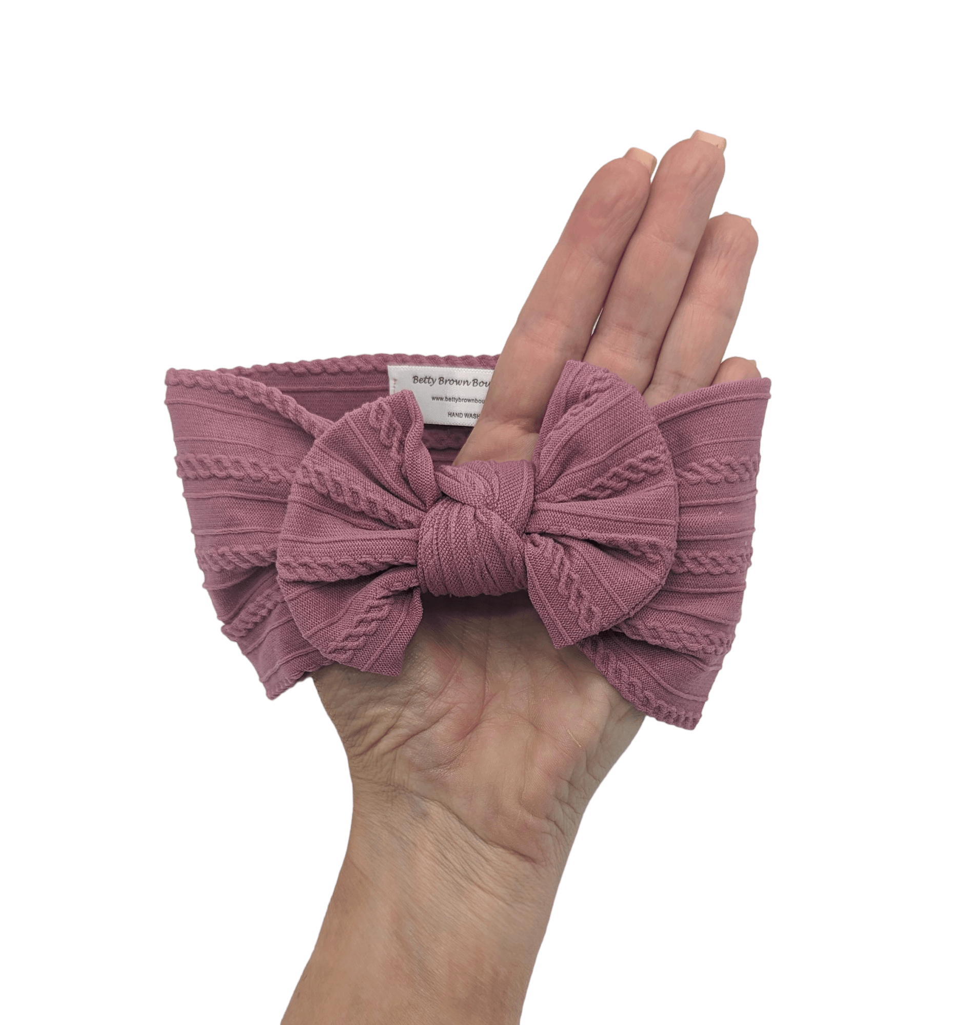 Dark Berry Smaller Bow Cable Knit Headwrap - Betty Brown Boutique Ltd