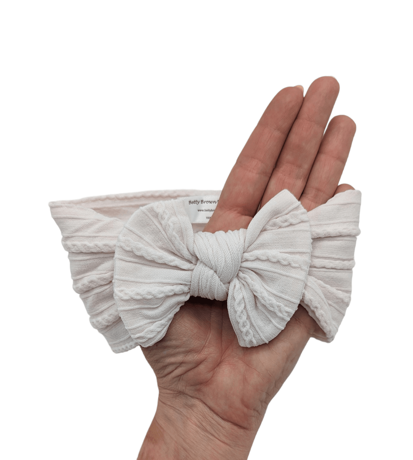 Mushroom Smaller Bow Cable Knit Headwrap - Betty Brown Boutique Ltd
