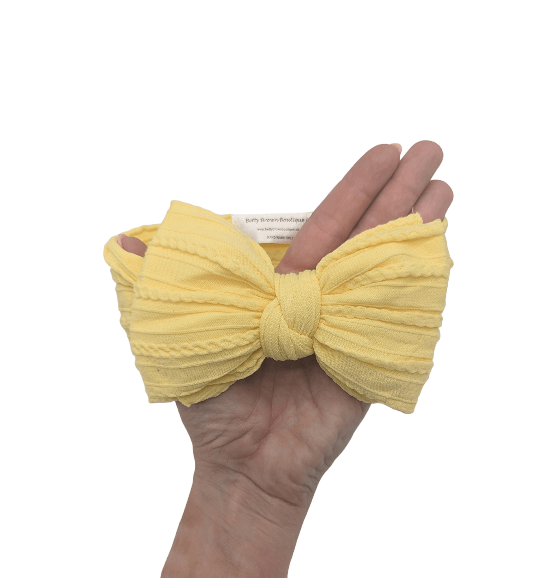 Daffodil Yellow Larger Bow Cable Knit Headwrap - Betty Brown Boutique Ltd