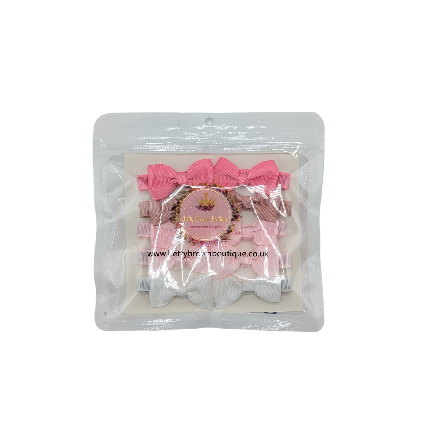 Pinks Pack of 10 My First 2 inch Bow Clips - Betty Brown Boutique Ltd