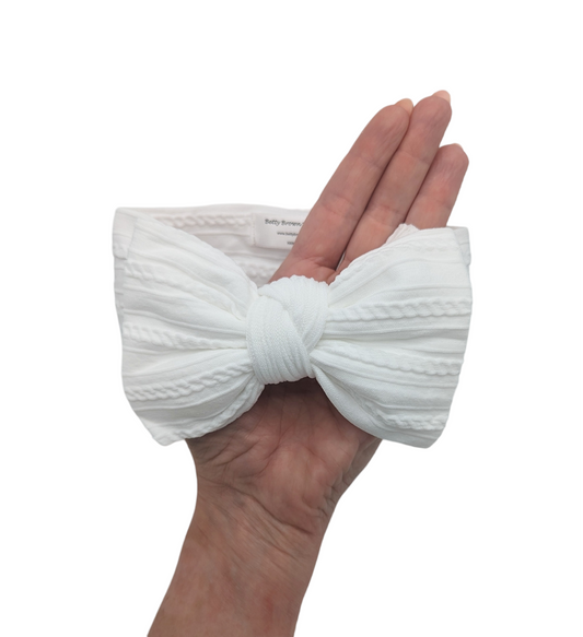 White Larger Bow Cable Knit Headwrap - Betty Brown Boutique Ltd