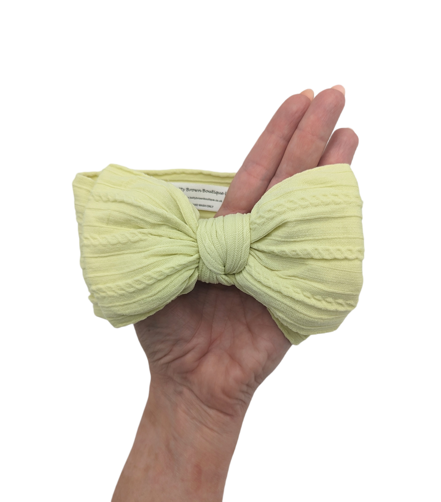 Bright Lime Cable Knit Larger Bow Headwrap - Betty Brown Boutique Ltd