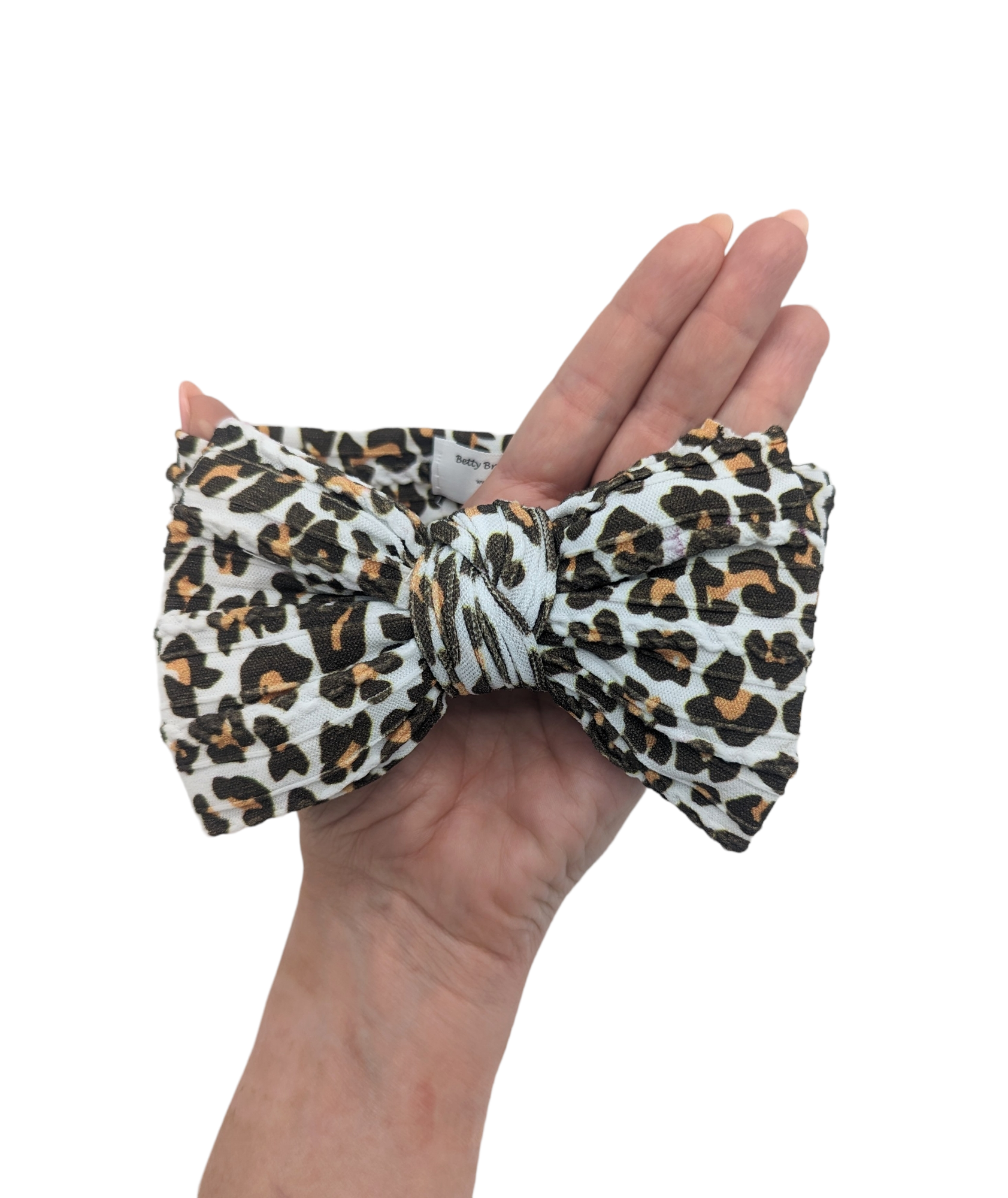 Larger Leopard Print Larger Bow Cable Knit Headwrap - Betty Brown Boutique Ltd