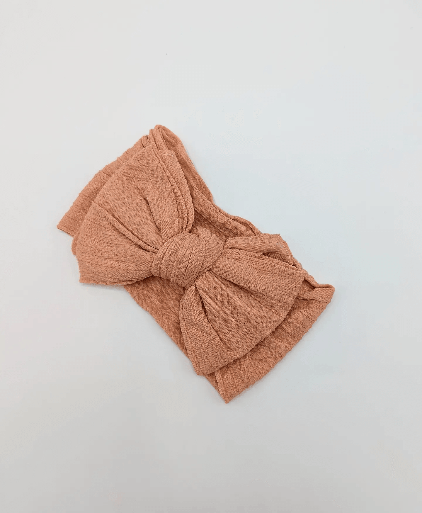 Salmon Pink Larger Bow Cable Knit Headwrap - Betty Brown Boutique Ltd