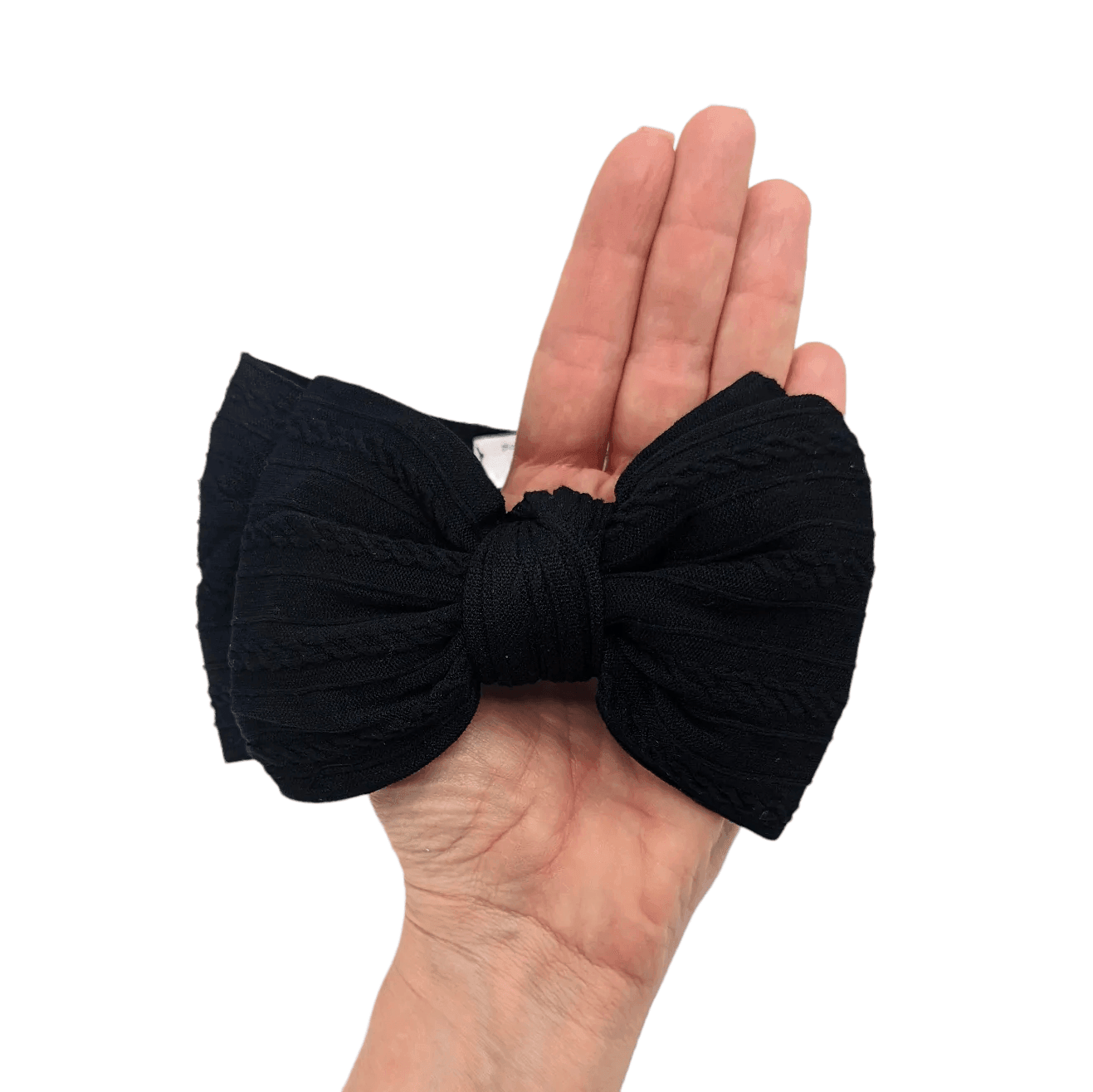 Black Larger Bow Headband Perfect For Newborns to Age 3 - Image 2