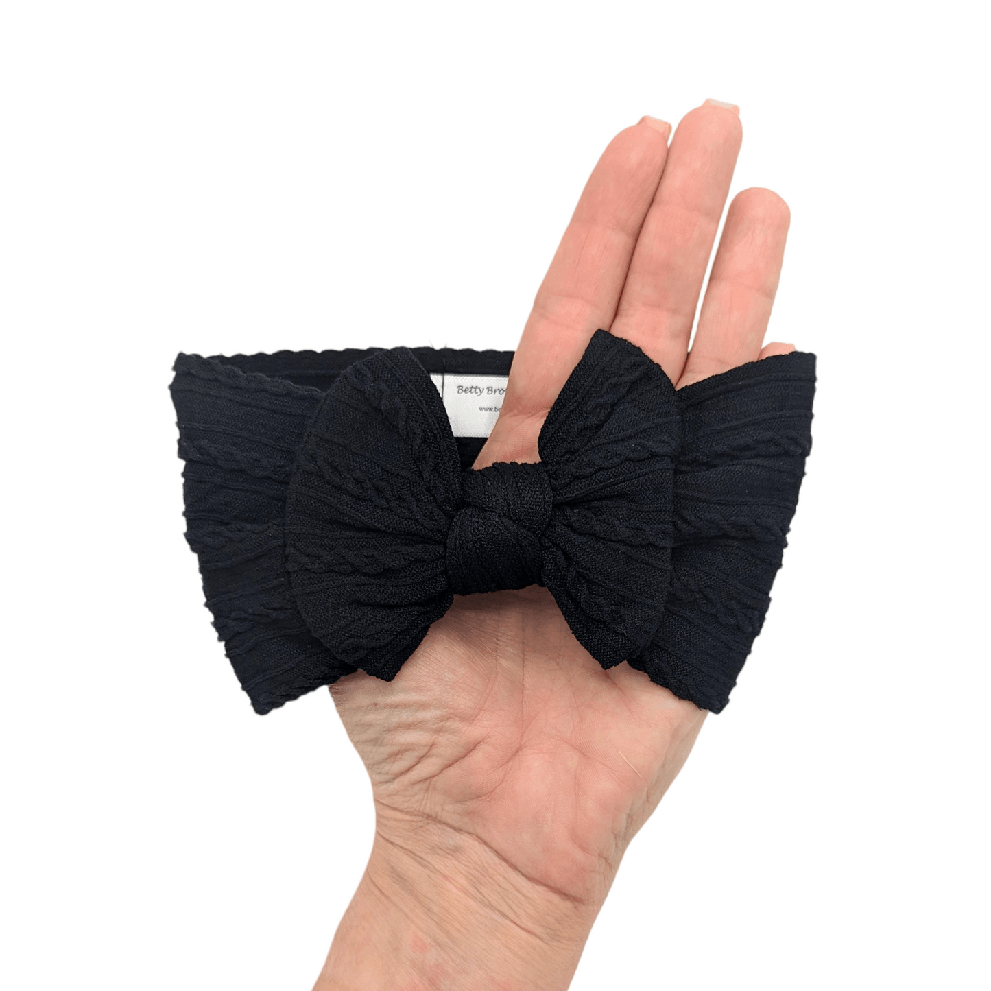 Black Smaller Bow Headband Designed For Newborns to Age 3 - Image 2