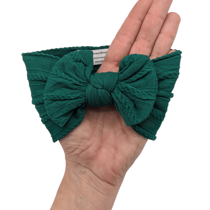 Bottle Green Smaller Bow Headband For Babies to Toddlers - Image 1
