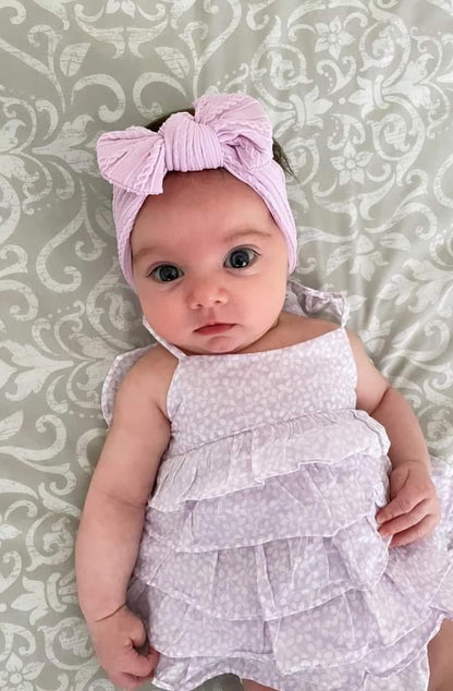 Bright Lilac Smaller Bow Headband For Newborns to 3 Years Old - Image 4