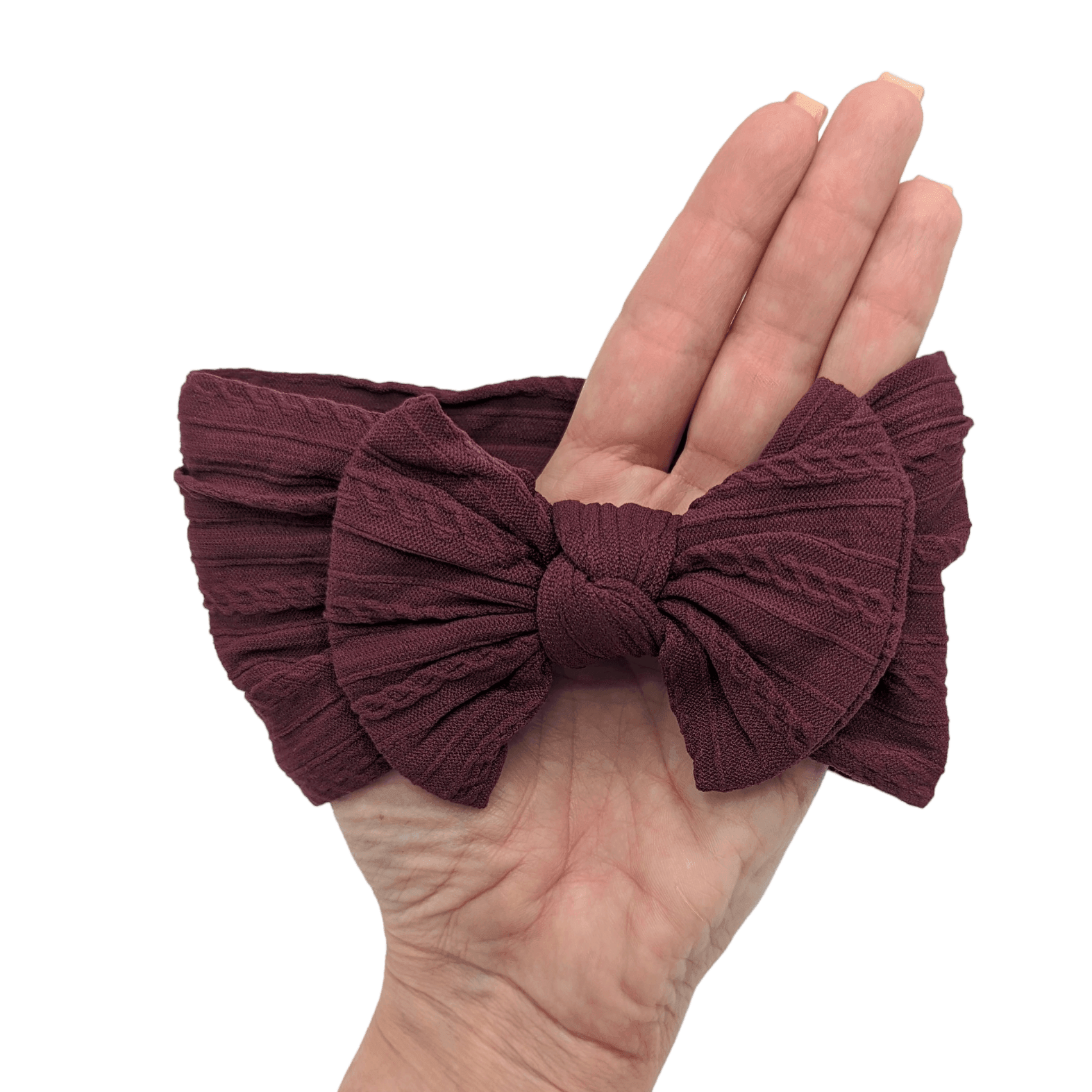 Burgundy / Maroon Smaller Bow Headband For Baby Girls - Image 1