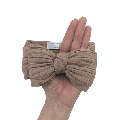 Chocolate Larger Bow Headband Designed For Newborns to Age 3 - Image 2