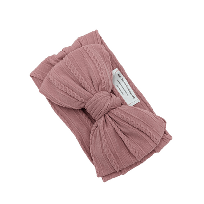 Darker Dusty Pink Larger Bow Headband Designed For Babies - Image 2
