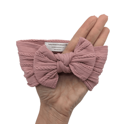 Darker Dusty Pink Smaller Bow Headband Designed For Babies - Image 2
