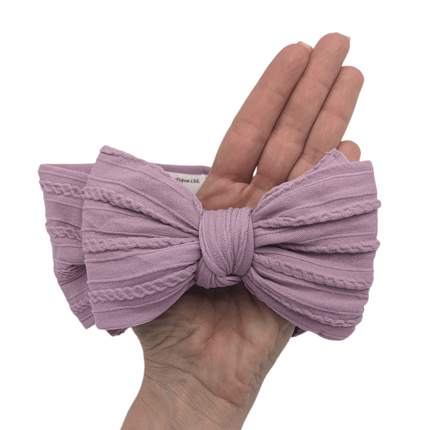 Lavender Larger Bow Headband Suitable For Newborns to Age 3 - Image 2