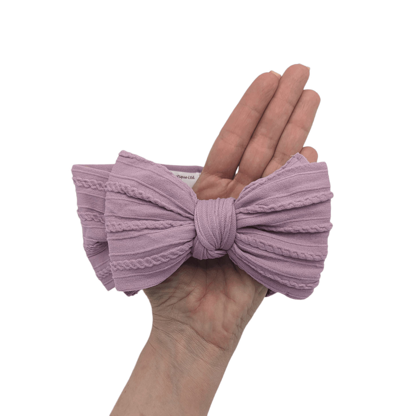 Lavender Larger Bow Headband Suitable For Newborns to Age 3 - Image 3