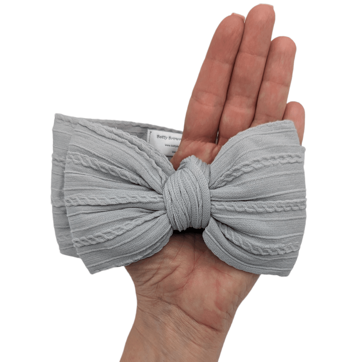 Light Grey Larger Bow Headband Suitable From Newborn - Image 2