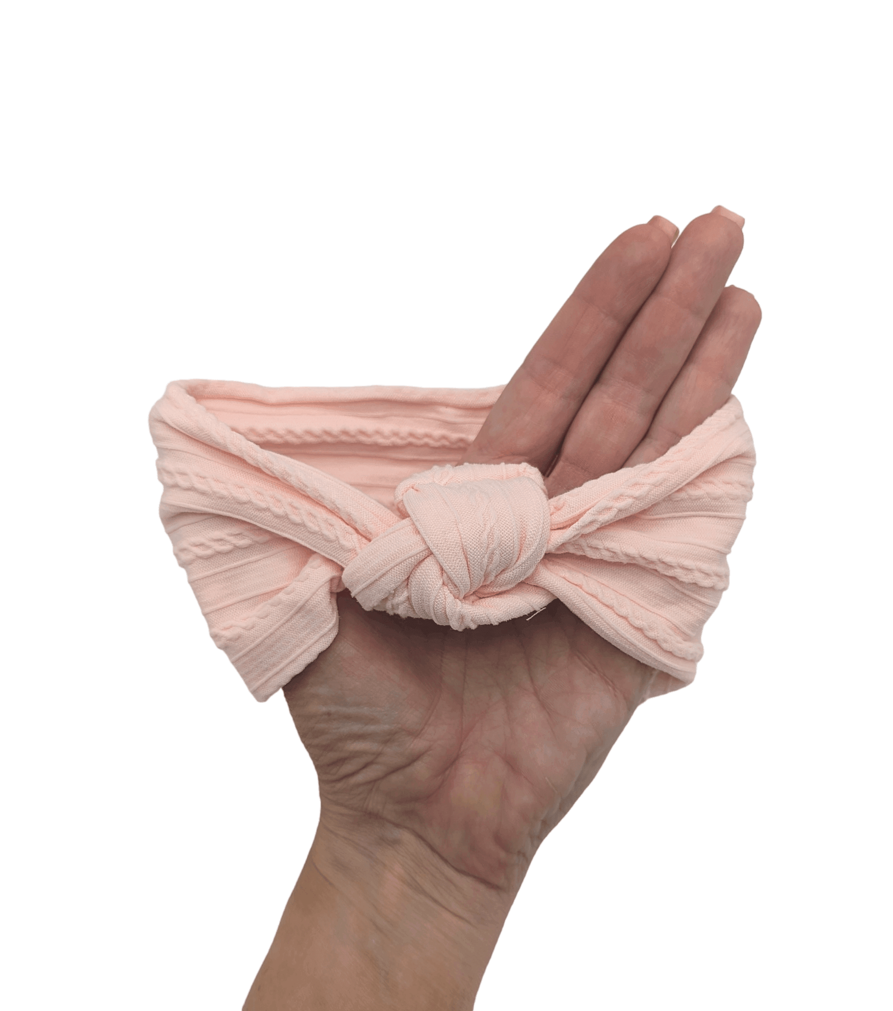 Light Pink Knot Style Headband For Newborn Babies to Age 3 - Image 2