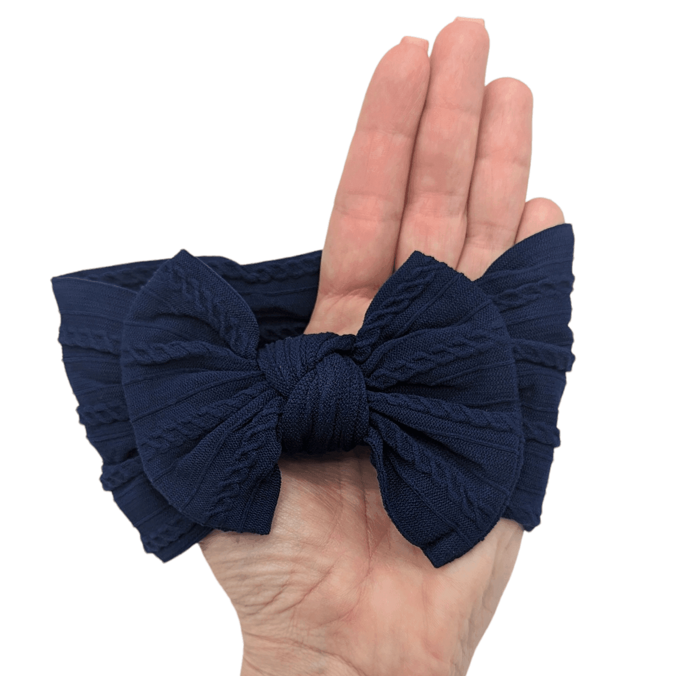 Navy Blue Smaller Bow Headband Suitable For Baby Girls - Image 2