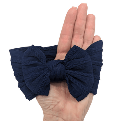 Navy Blue Smaller Bow Headband Suitable For Baby Girls - Image 2