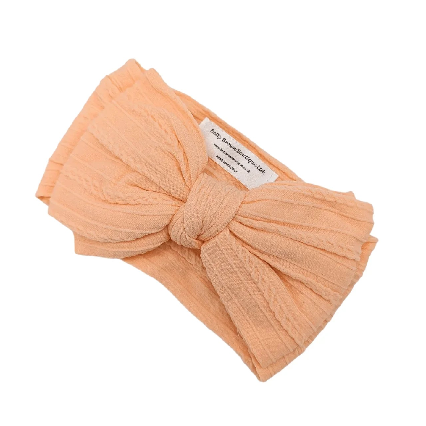 Peach Larger Bow Headband For Babies From Newborn to Age 3 - Image 2