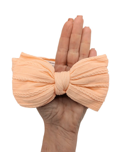 Peach Larger Bow Headband For Babies From Newborn to Age 3 - Image 4
