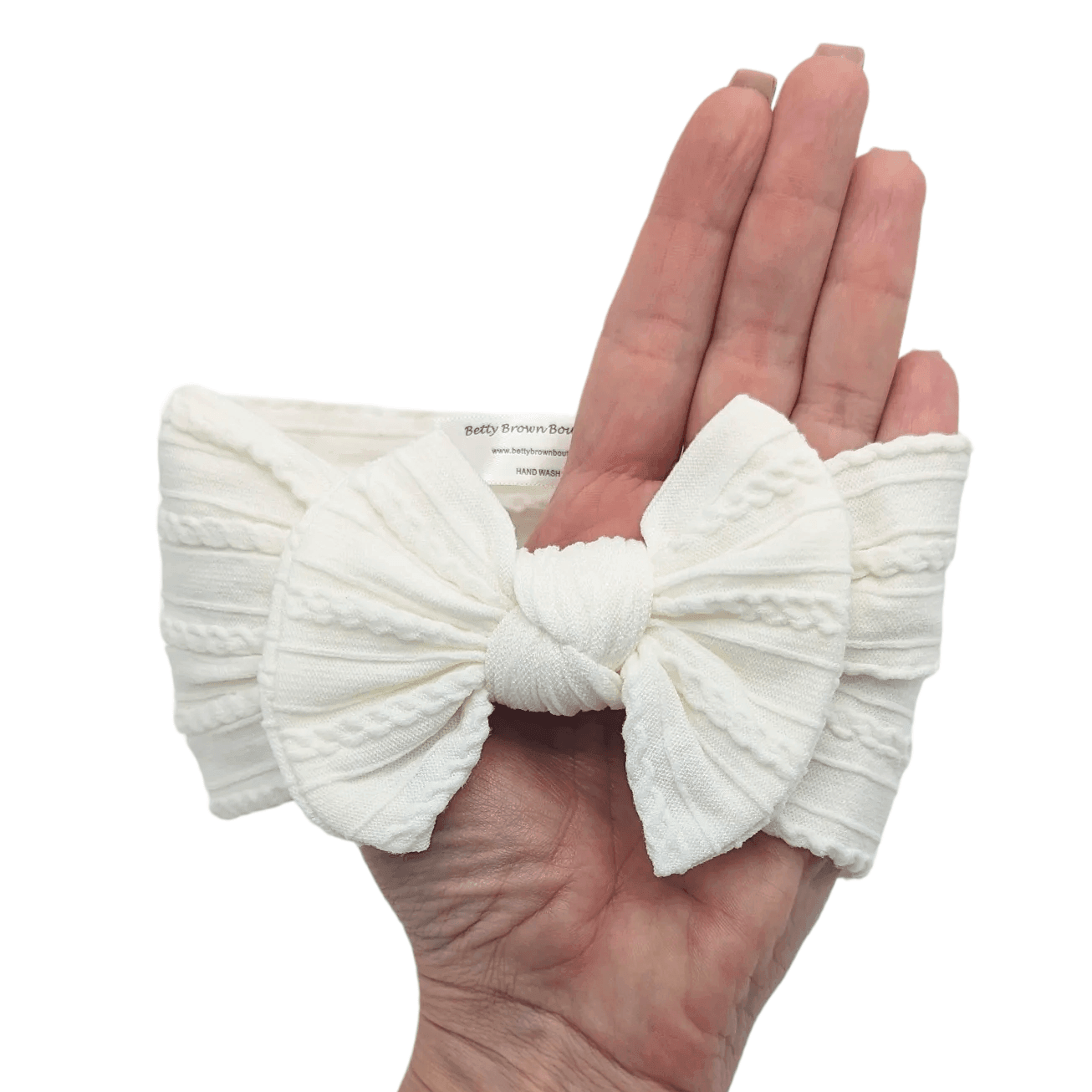 Pearl White Smaller Bow Headband For Babies From Newborn - Image 2