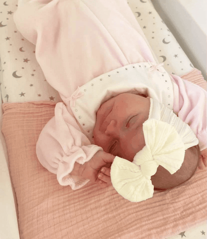 Pearl White Smaller Bow Headband For Babies From Newborn - Image 7
