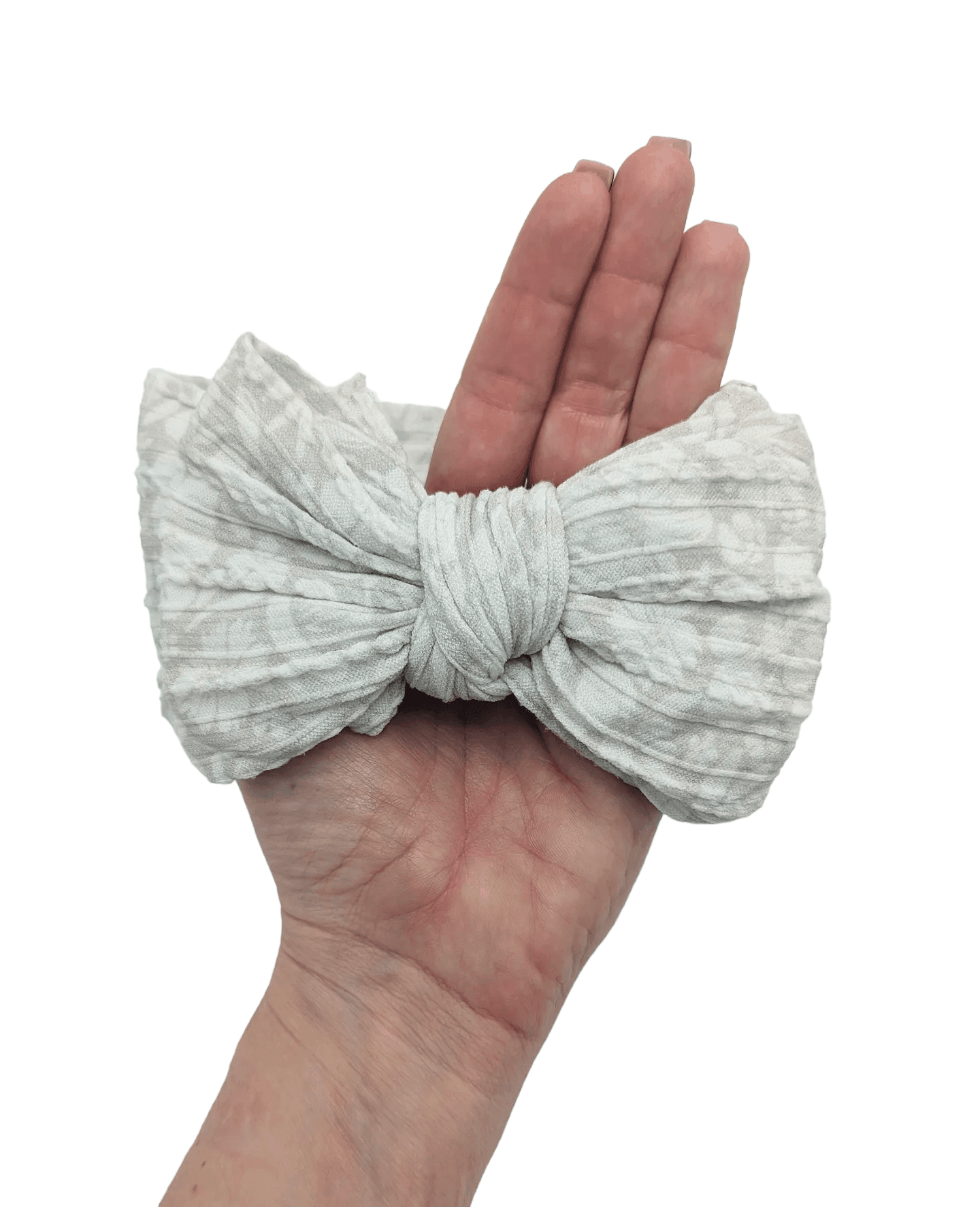 Olive Floral Larger Bow Headband Perfect For Newborns to Age 3 - Image 1