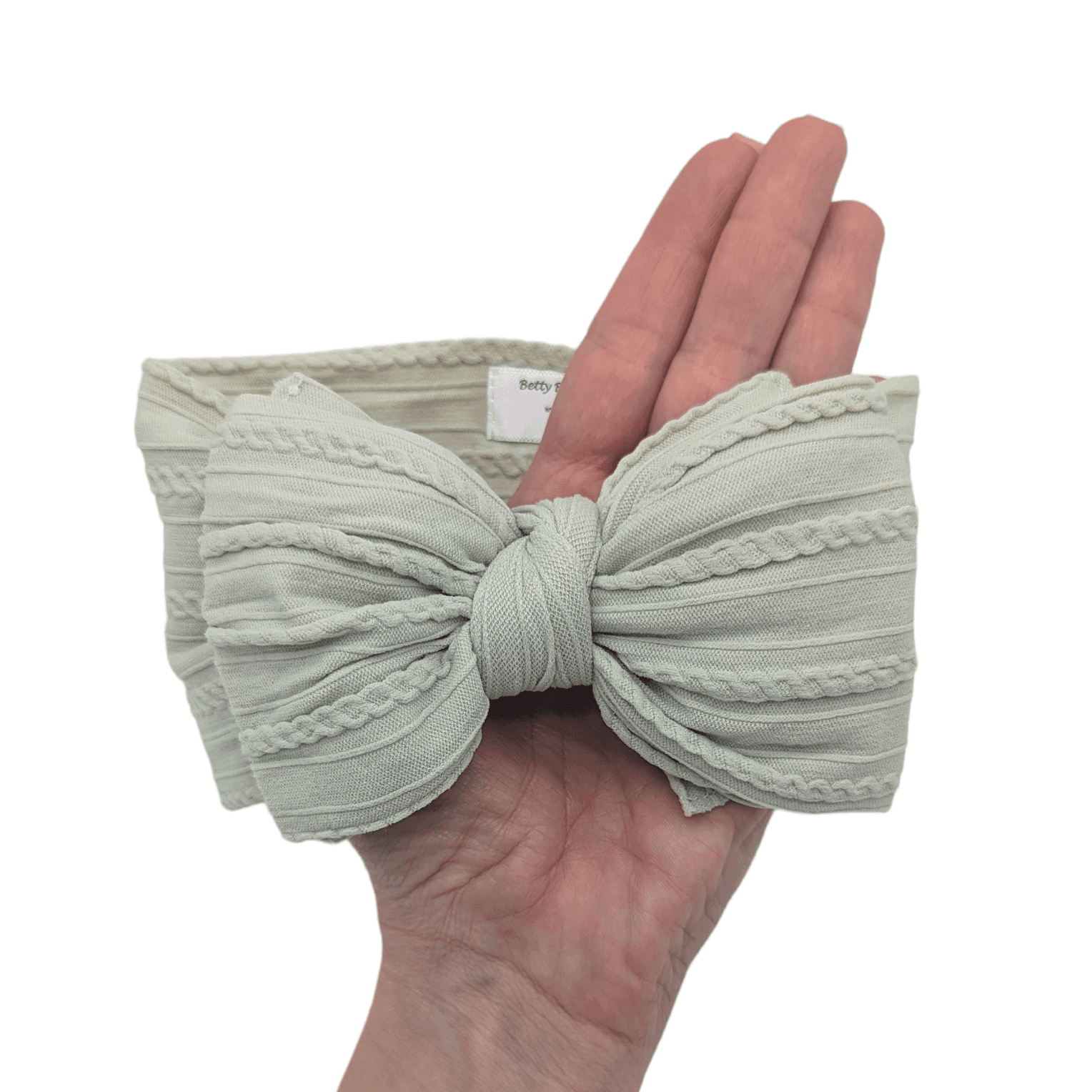 Sage Green Larger Bow Headband From Newborn to 3 Years Old - Image 2